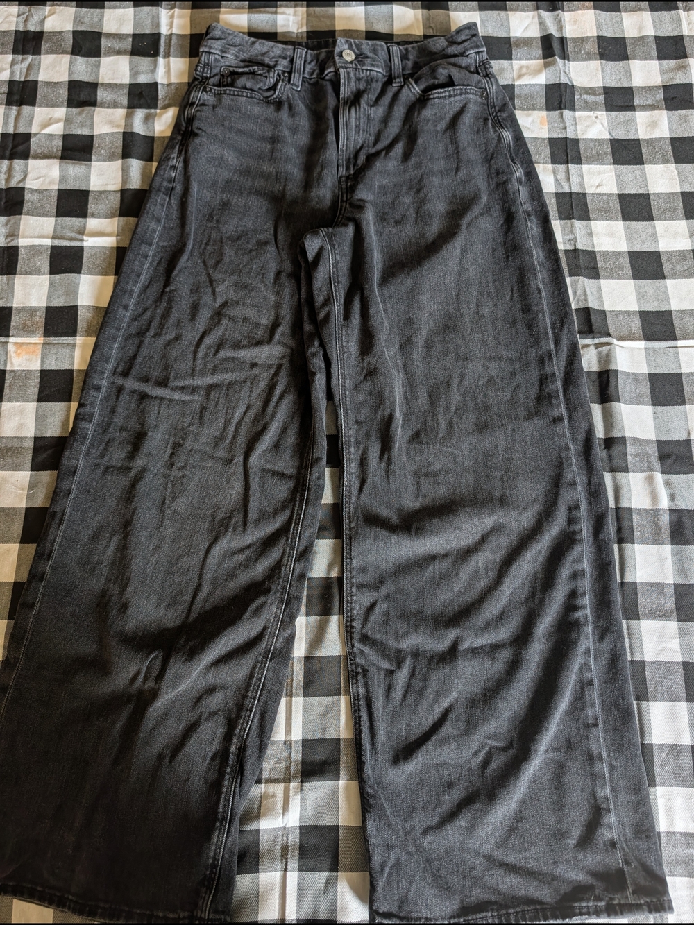 American Eagle Outfitters Black Wide-Leg Jeans Size 8 Stretch